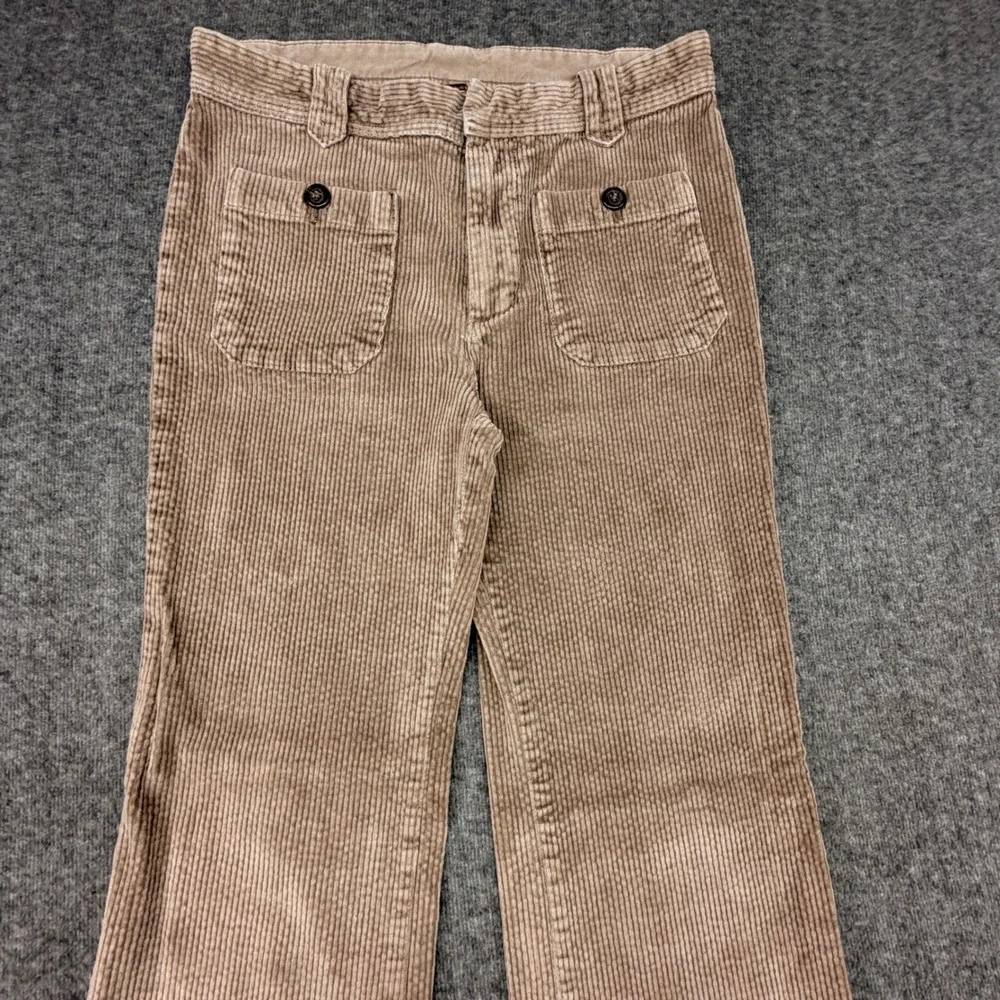 Free People Tan Corduroy Flare Pants Brown Boho Patch Pocket Size 4